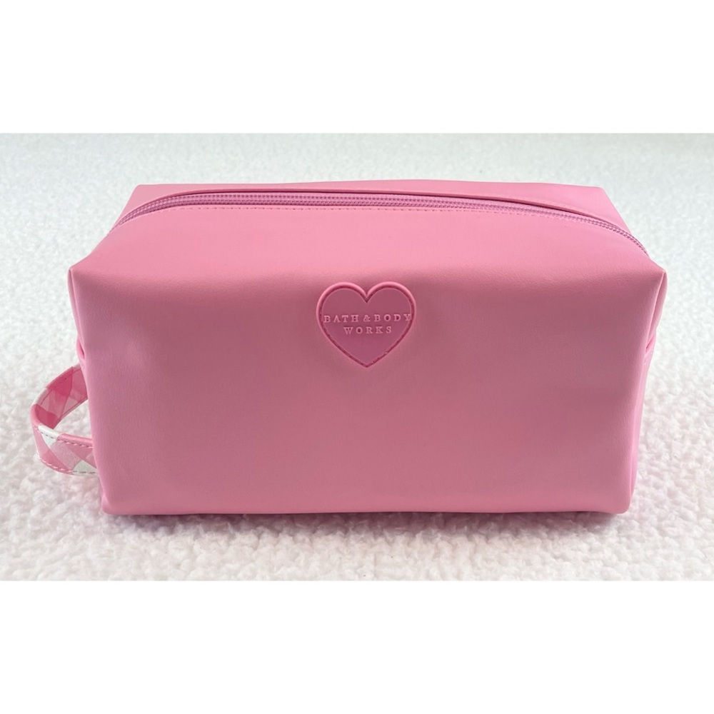 (NWT) BATH & BODY WORKS • 3-Piece Pink/White Faux Leather Cosmetic Travel Set